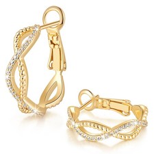 14K Gold Earrings for Women Gold Hoop Earrings for Women Twisted Hoop Earring...