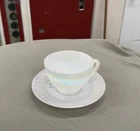 Vintage Federal Glass Moonglow Iridescent Diamond point Heat Proof Cup & saucer
