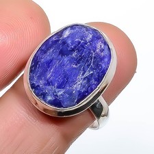 Sapphire Gemstone Band Ring Size 925 Sterling Silver