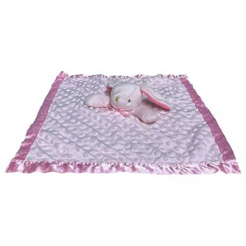 Blankets Beyond Bunny Lovey Pink Minky Dot Satin Security Blanket 16 inch Toy - Picture 7 of 13