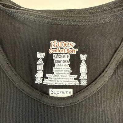 Supreme X Hanes Black Tagless Tank Top, Men's XL , New (Single