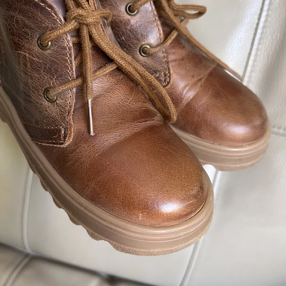 Zara Boys Toddler Brown Leather Lace Up Moccasin Dress Chelsea Boot Sz 25 US 9 - Image 4 of 4