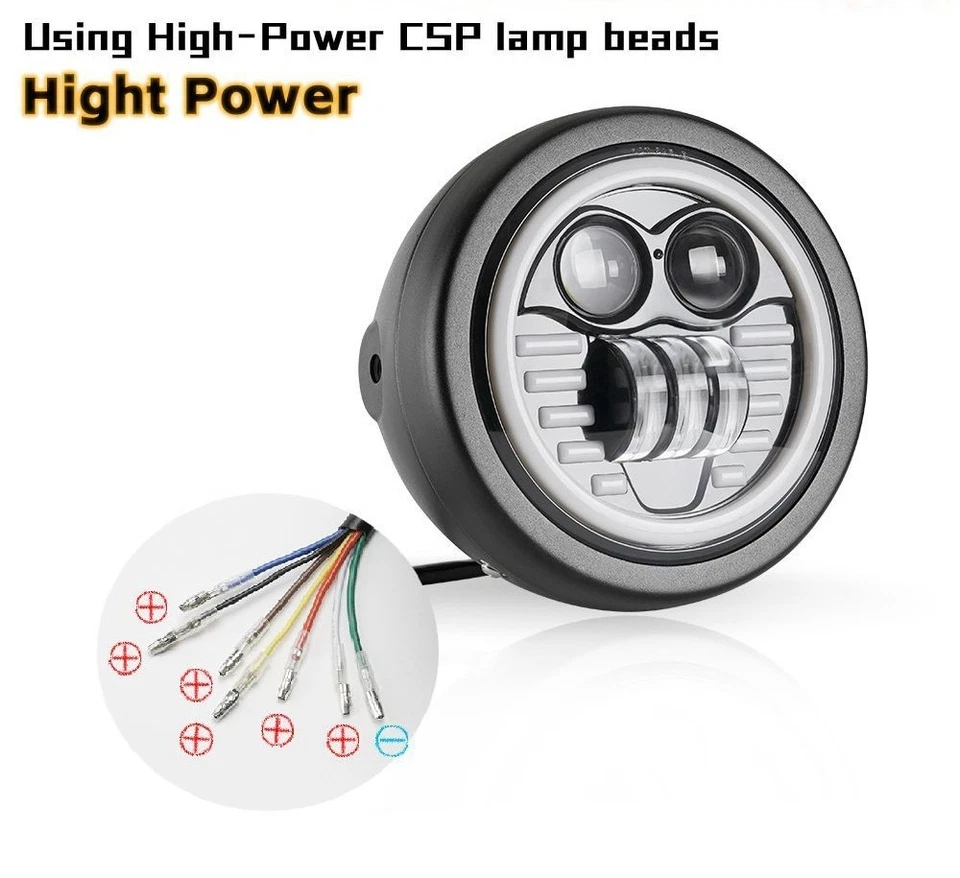 1PCS 5.75-Inch Led Headlights With Drl Turn Signal For Classic Motorcycle - Image 4 of 4