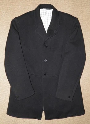 Abrigo de caza vintage de caballero negro 100 % lana pitchley mears 46" 117 cm pecho - Imagen 1 de 4