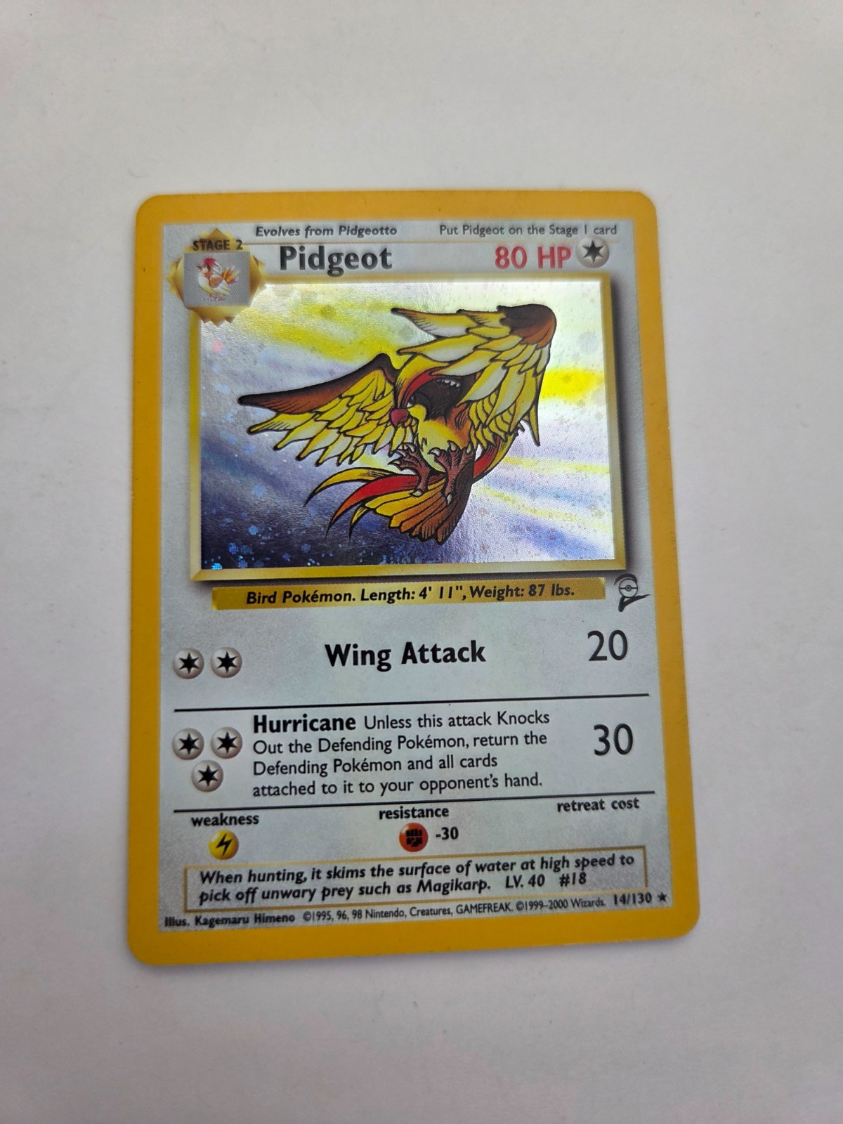 Pokemon Pidgeot Base Set 2 Holo Rare 14/130 WOTC