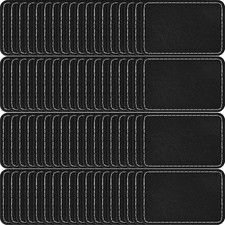 60 Pcs Leather Hat Patches Blank Leatherette Hat Patch with Adhesive Rectangle L