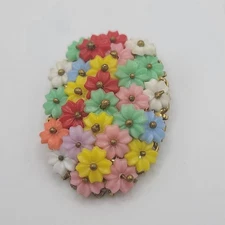 Vintage Early Molded Plastic Dress Clip Flower Fruit Salad