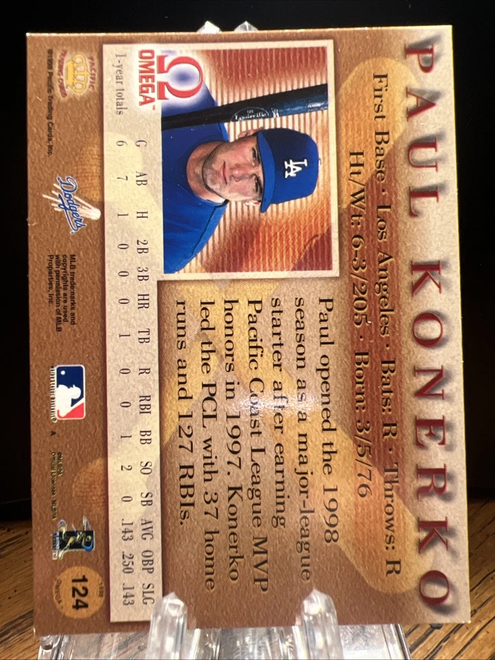 1998 Pacific Omega Paul Konerko Los Angeles Dodgers - Image 2 of 2