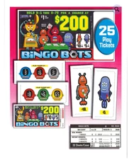 Pull Tab Ticket - Hard Card Tickets - Game -Pick Board - Bingo Bots