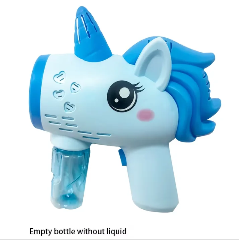 Unicorn Electric Bubble Machine Gun Lights Kids Outdoor Garden Party Gift UK