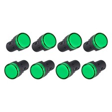 AC/DC 24V Indicator Lights Green LED Flush Panel Mount 7/8 Inch 22mm 10Pcs