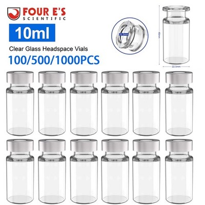 500/1000pcs 10ml Glass Vials Headspace Vial w/ 20mm Crimp top Sample Lab Vials