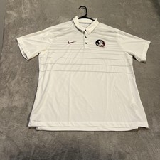 Florida State Seminoles Shirt Mens XL White NCAA Football Nike Dri Fit Polo