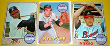 1968-'69 (3) EX HOF + STARS ATLANTA BRAVES P. NIEKRO-BOYER -F. ALOU..CLEAN,SHARP