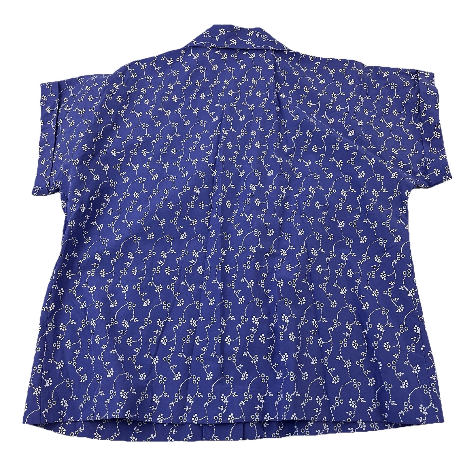 Blair Floral Short Sleeve Camp Button Shirt Top Purple 50/50 Size Large New 9462