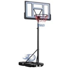 Basketball Hoop with 44 Inch Backboard 2 Wheels Basketball Hoop Outdoor 3.8-10