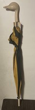 Vintage ARAMIS Fowl Weather Duck Head Umbrella Walking Cane 1980s Black & Gold