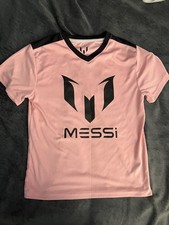 Youth Messi Jersey T-Shirt Pink 10 Classic Logo V Neck Kids Size Large 14/16