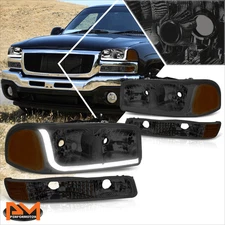 For 99-07 GMC Sierra/Yukon LED DRL Headlight W/Bumper Signal Lamps Amber Corner