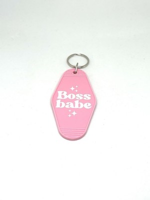 Schlüsselanhänger Raute weiß rosa BOSS BABE