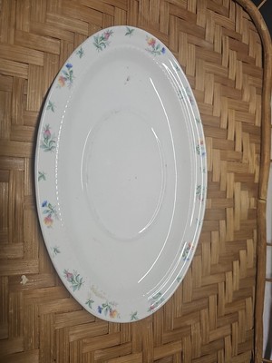Harmony House Monticello Vintage White Flowered Small Oval Serving Platter 
