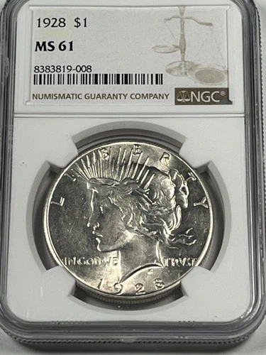 1928 Peace Dollar : NGC MS61
