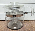 VTG Pyrex Flameware Glass Percolator Coffee Pot 6 Cup 7756 Complete Stem Chipped