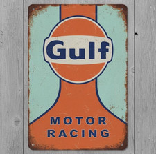 Gulf Motor Racing 8 x 12 Vintage Novelty Metal Sign Made In USA New
