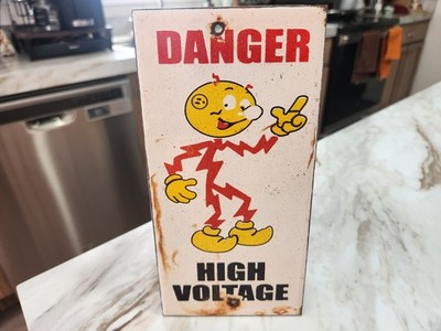 Vintage Porcelain Sign - Reddy Kilowatt Electric Company Mascot Sign