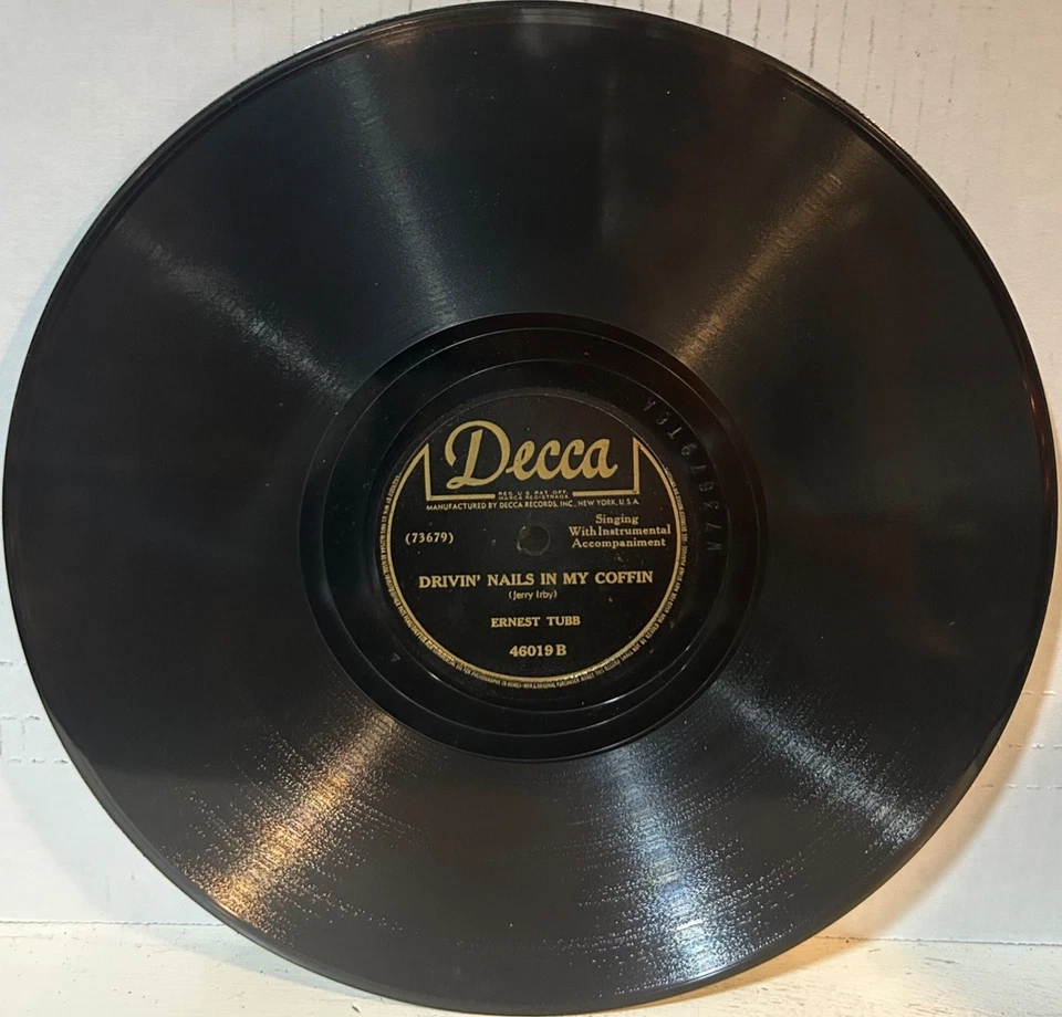 ERNEST TUBB DECCA 46019 Filpino Baby/Drivin' Nails In My Coffin E/ E - Image 2 of 2