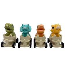 Funny Dinosaur Egg Pull Back Toy Cars Set of 4 Friction Powered Vehicles Multi