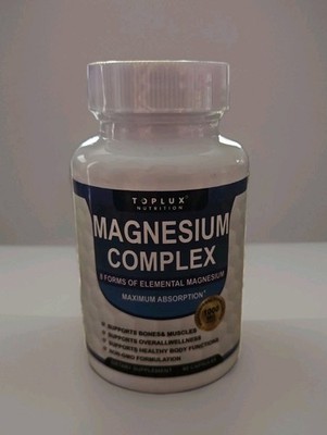 Toplux Magnesium 8 in 1 Complex 1000mg & Blood Sugar Blend Supplement Exp 2/29