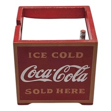 Vintage Coca-Cola Wood Memo Cube Collectible With Paper 4 Square Inches