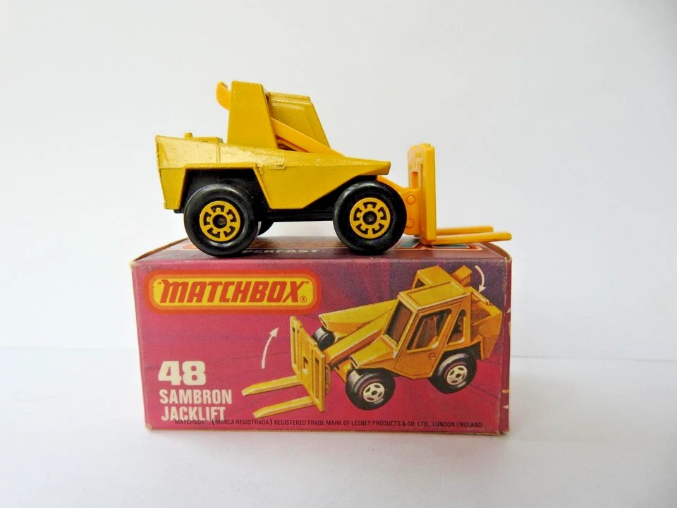 火柴盒 SUPERFAST No.48 SAMBRON JACKLIFT 状况完好 K 盒 1977-81 黄色 HUBS — 第 4/4 张图片