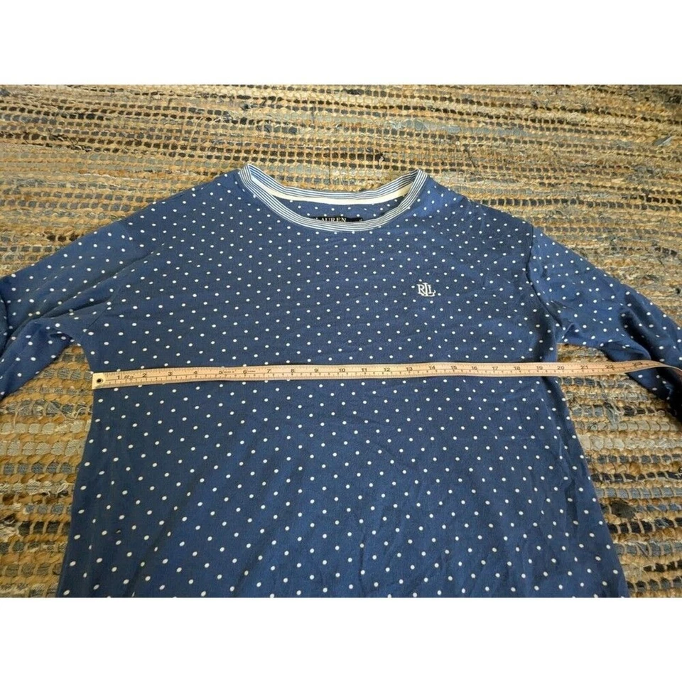 Top de pijama Ralph Lauren etiqueta negra M azul timbre rayas lunares blancas preppy Foto 4 de 4