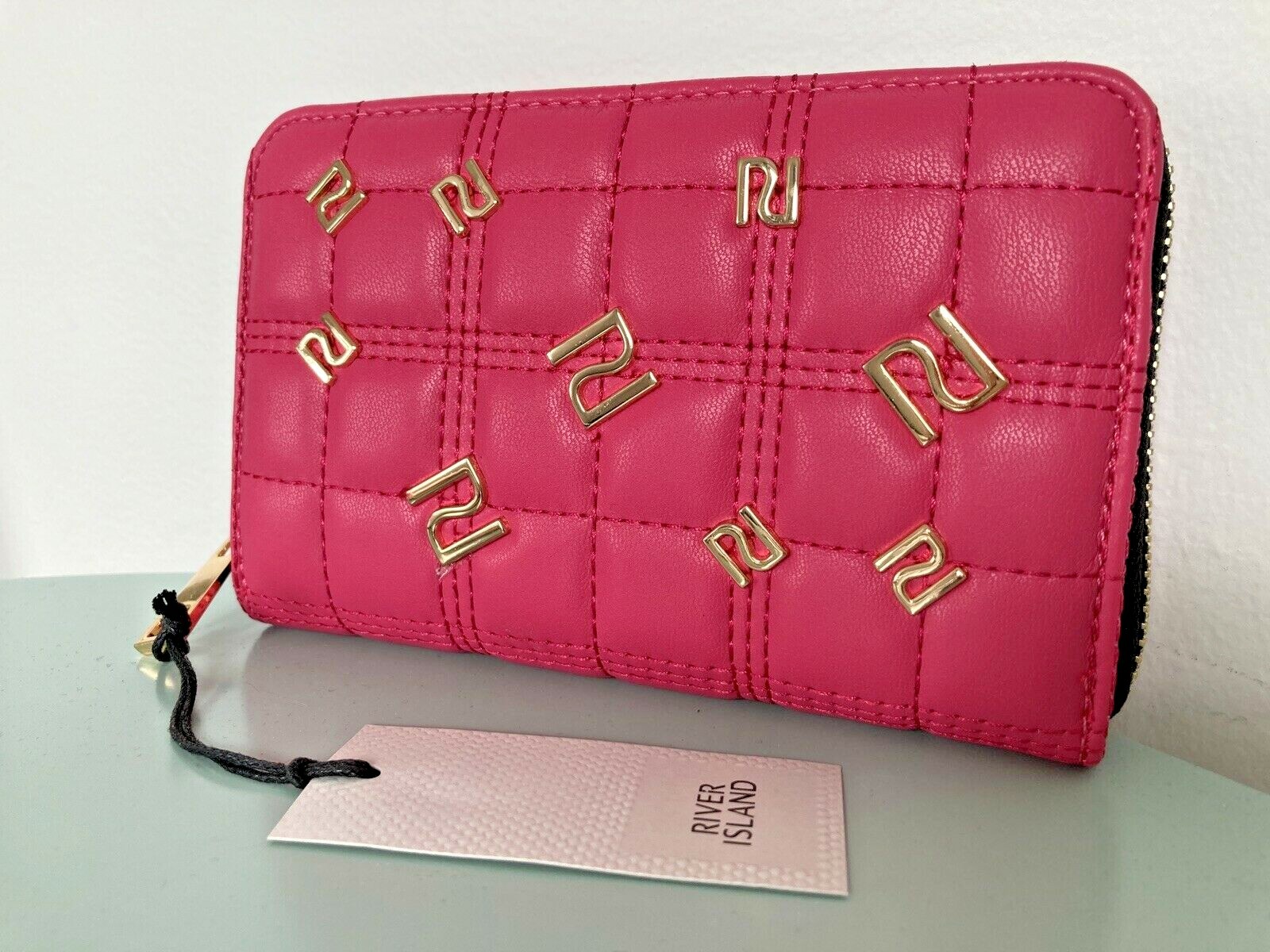 RIVER ISLAND pink quilted studded purse NEW WITH TAGS eBay