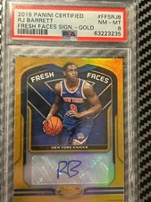 2019 Panini Rookie RJ Barrett - Fresh Faces Signature Gold /5 Autograph PSA 8