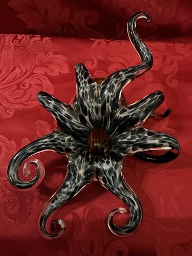 NEW FLAWLESS Stunning MICHAEL HOPKO Glass Crystal 9.5” OCTOPUS Sculpture Figure - Picture 11 of 12