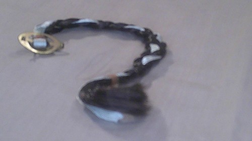 Vintage Barbie / Francie Brunette Braided Hair Piece with White Ribbon Woven - Picture 2 of 2