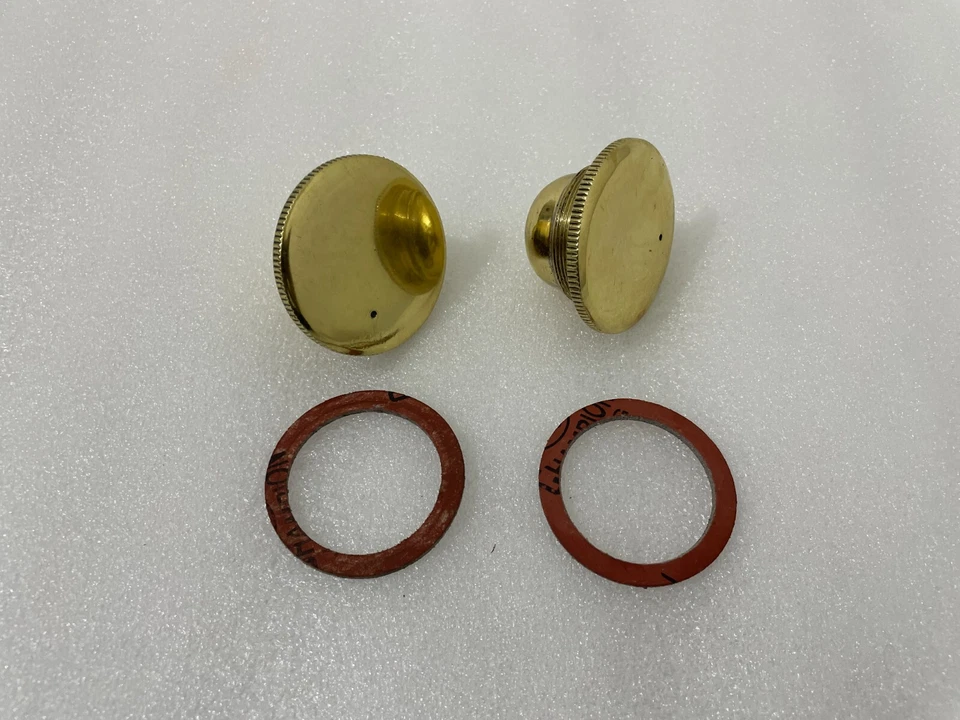 FUEL GAS CAP PAIR & GASKET FOR HARLEY DAVIDSON J JD F FD GAS OIL TANK 1916-1924 Foto 3 de 4