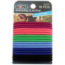 Scunci Everyday Active No Damage Hair Elastics, Assorted Colors, 18-Pieces