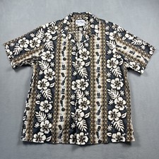 Rai Nani Hawaiian Shirt Men’s XL All Over Print Hibiscus Guitar Island USA Made