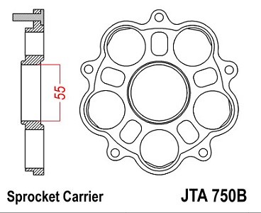 Porte couronne JTA750B JT SPROCKETS reduit les vibrations Ducati avec silentblocs