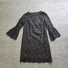 J Crew Dress Womens 0 Black Eyelet Lace 3/4 Bell Sleeve Cocktail LBD Date Night