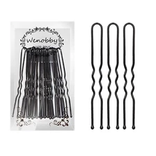 U Shaped Hair Pins for Buns, 100 PCS 2.8" Women Black