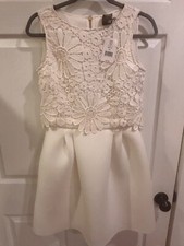 Taylor White Lace Overlay Dress Sleeveless Skater Dress Women's Sz 6 NEW w/tags