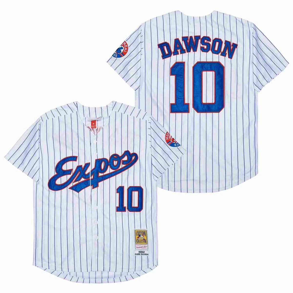 10 Andre Dawson Expos Jersey Old Classic Style White Stripe Shirts