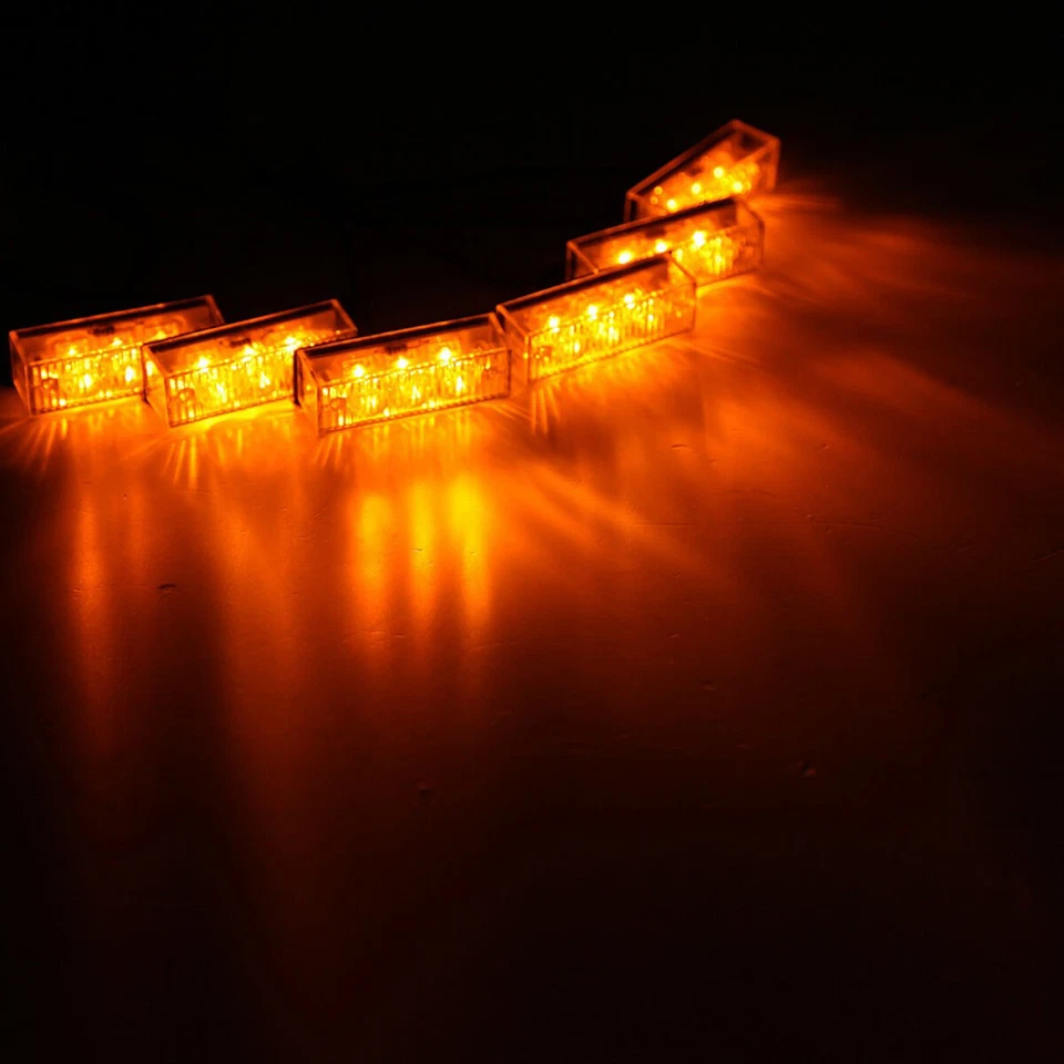Auto 6X 3LEDs Dash Strobe Taschenlampe Blitzer Licht Warnleuchte Gelb Lampen 12V - Bild 3 von 4