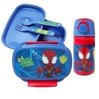 Marvel Spidey Spiderman 4 Tlg Kinder Lunch Set Brotdose Trinkflasche Besteck