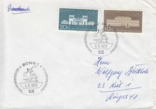 Olimpiadi Monaco 1972 Mi 624 625 prima edizione bollo Bonn palloni 5.6.1970